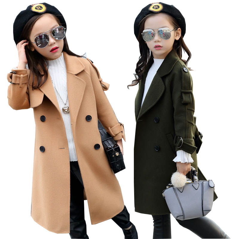 Teen Kids Jacket for Girls Winter Coat Wool Outerwear Girls Clothes Long Fleece Thick Overcoat Children Clothing 10 12 14 Years