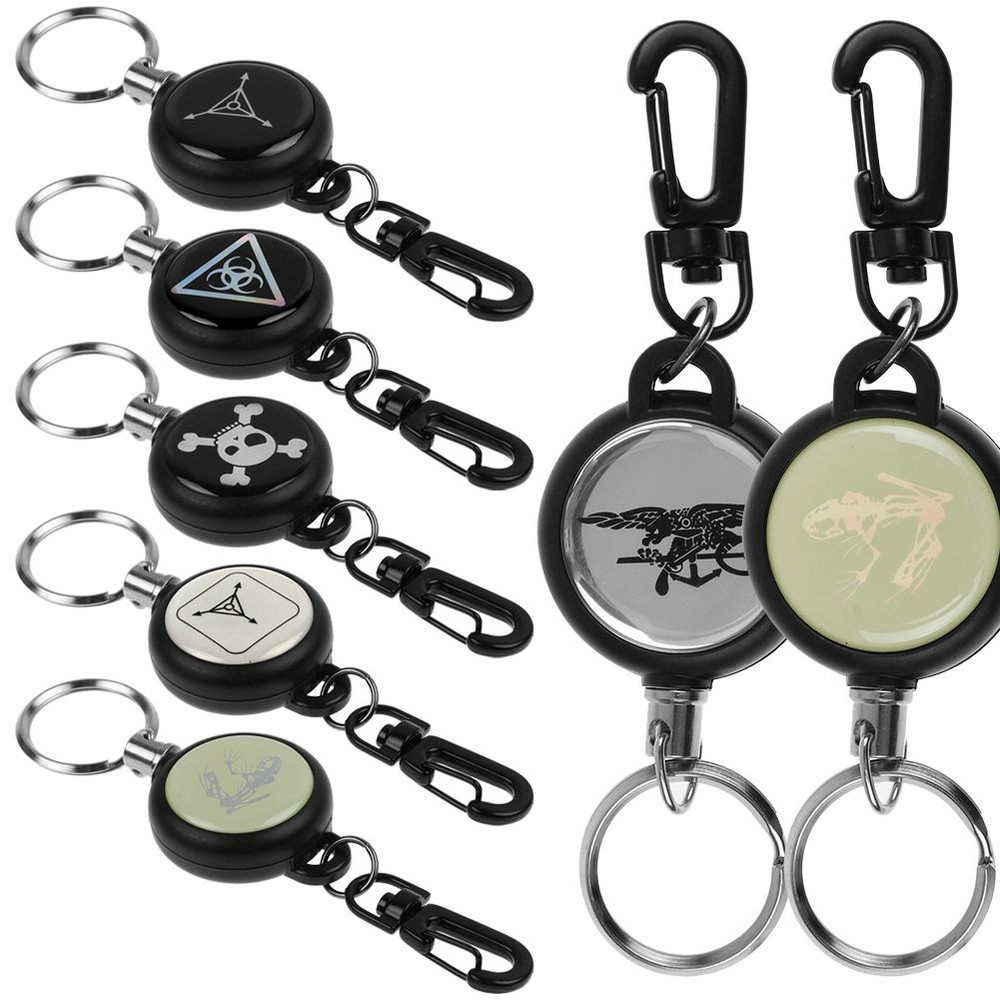 Office key ring name tag key chain holder clip rope cord badge lanyard reel recoil id card keychain pull belt retract keyring