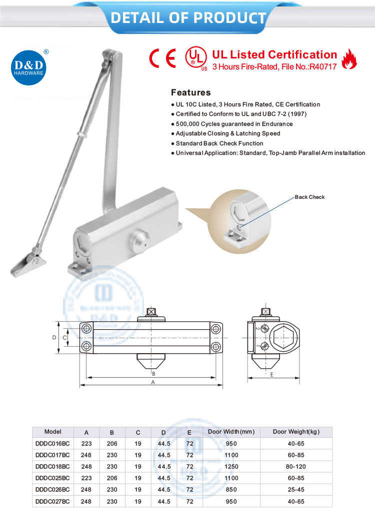automatic door closing arm