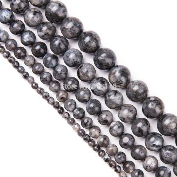 Wholesale Natural Semi Precious Gem Round Black Larvikite Labradorite Strand Stone Beads for DIY Jewellery Making 4 6 8 10 12mm