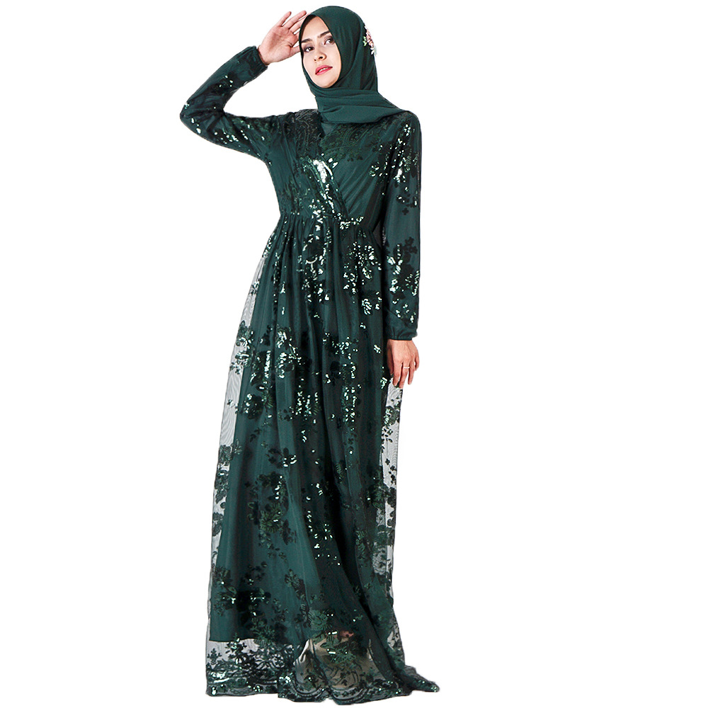 Muslim Sequins Abaya Dubai Turkish Dresses Hijab Dress Abayas For Women Caftan Kaftan Robe Islamic Clothing Tesettur Elbise