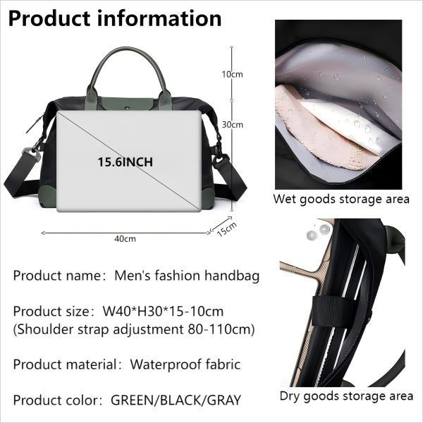 Men's Compact Waterproof Travel Handbag