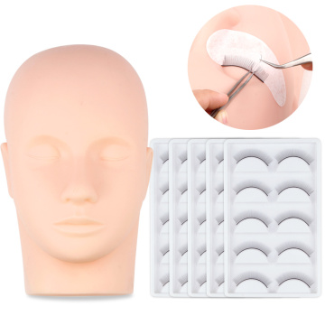 Training False Eyelashe Handmade Practice Silicone Mannequin Model Head Beginner Training Set Practicing Eyelash Extension Tools