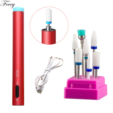 Electric LED Nail Drill Pen Mini Manicure Machine Bit Set Diamond Milling Cutter Removing Gel Varnish Nail Sanding Bands Tools