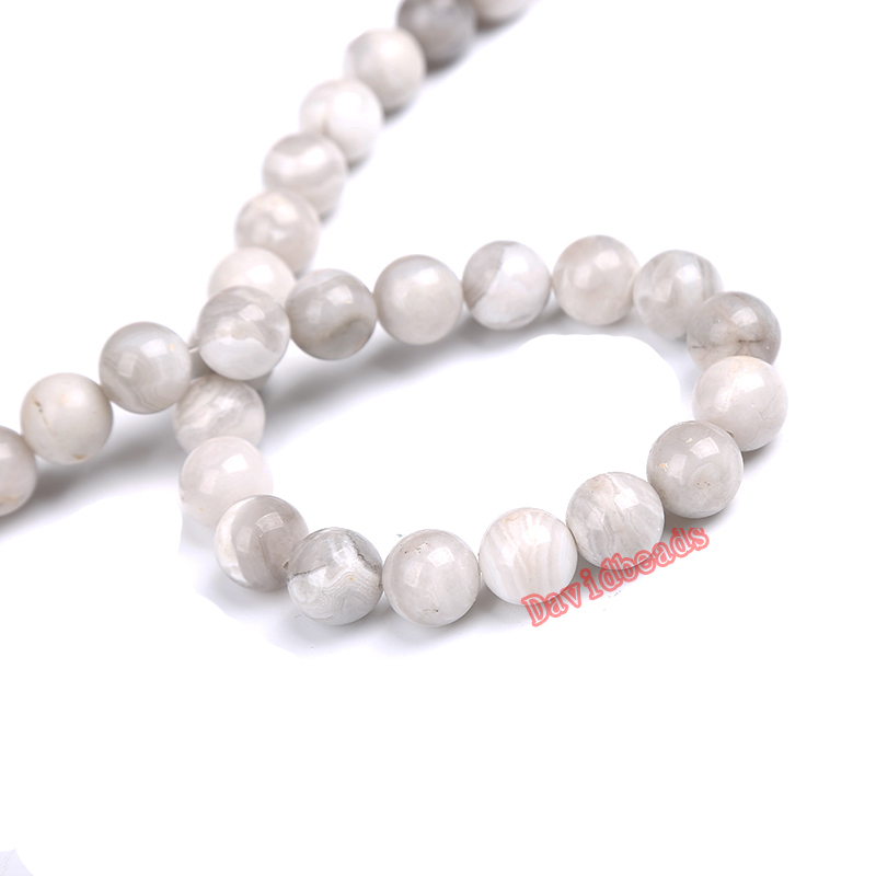 Natural Stone Beads White Crazy Agates Round Loose Beads 4 6 8 10 MM Fit Diy Fashion Jewelry Making Accessories