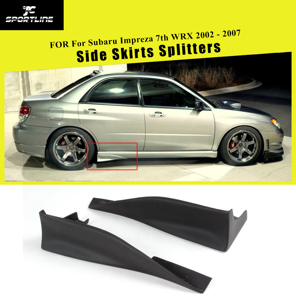 PU Unpainted Black Primer Auto Car Short Side skirts Aprons Bumper Protector For Subaru Impreza 7th WRX 2002 - 2007