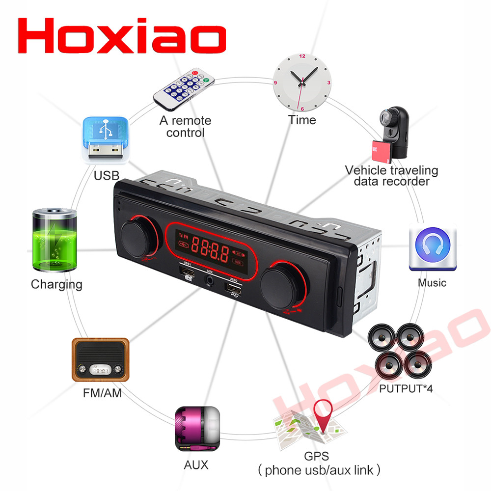 1 din car MP3 player 12V Bluetooth Car Stereo FM AM Radio MP3 Audio Player 5V Charger USB AUX Auto ElectCan sing 1 DIN Autoradio