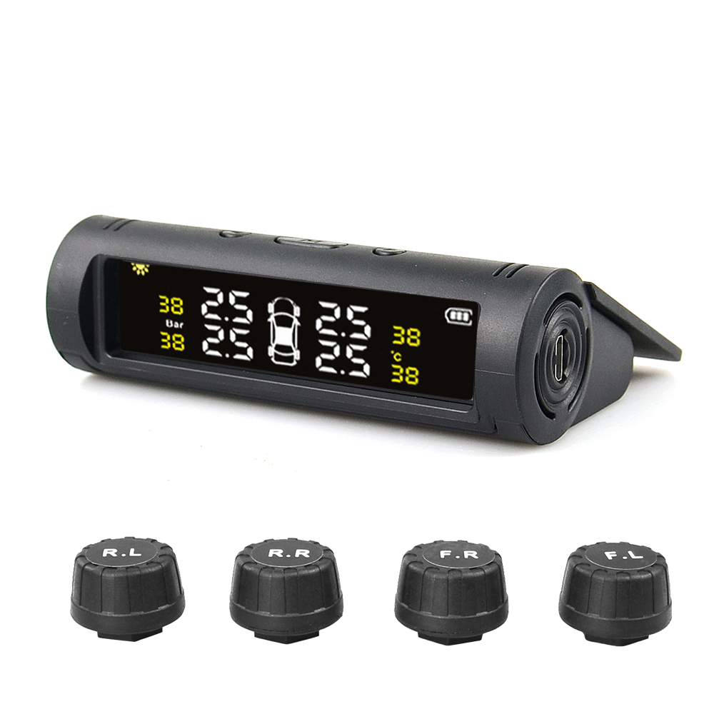 New Solar TPMS Car Tire Pressure Alarm Monitor System 4 Wheel Internal External Tyre Sensor Temperature Alert