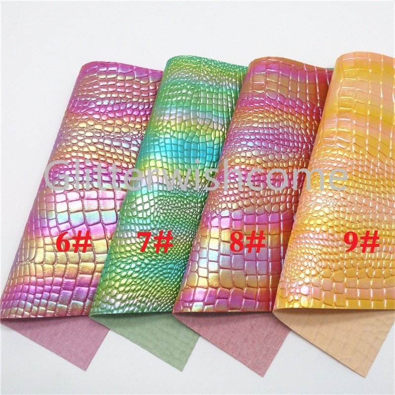 Glitterwishcome 21X29CM A4 Size Vinyl For Bows Crocodile Grain Embossed Faux Leather Sheets for Bows, GM701A