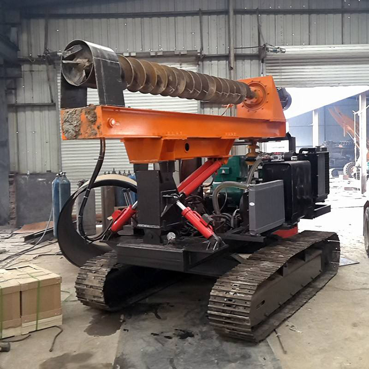 Automatic loading guardrail hydraulic pile driver with crawler photovoltaic