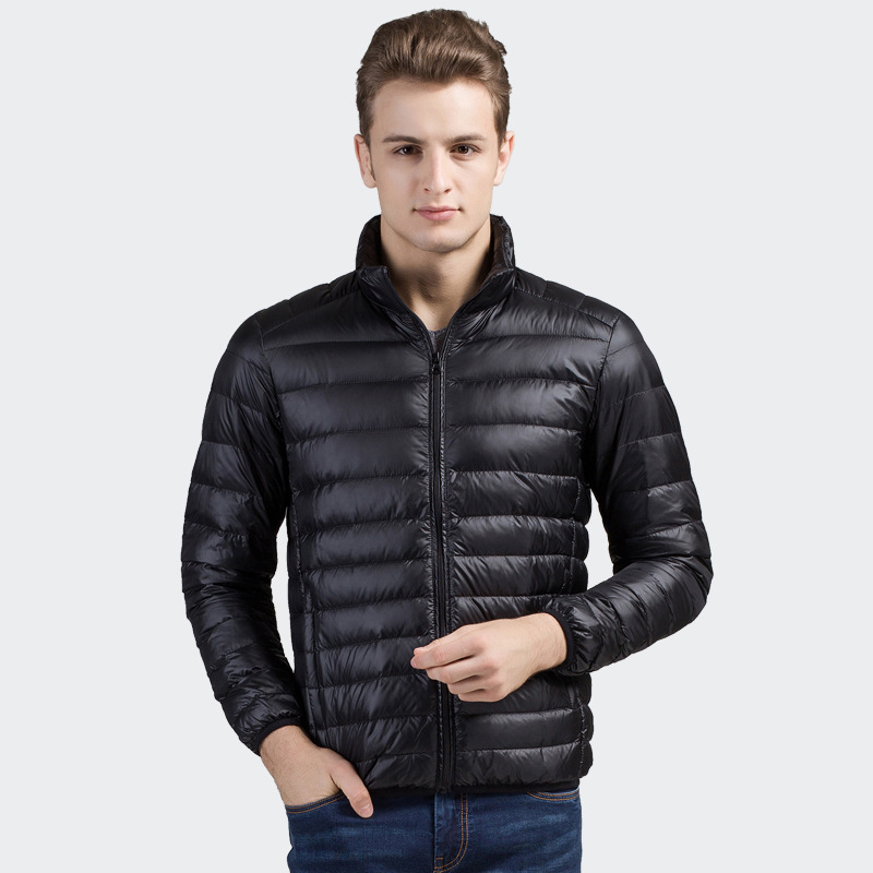QUANBO High Quality 90% White Duck Down Ultra Thin Down Jacket 2019 New Autumn Winter Men's Stand Collar Windproof Warm Jacket