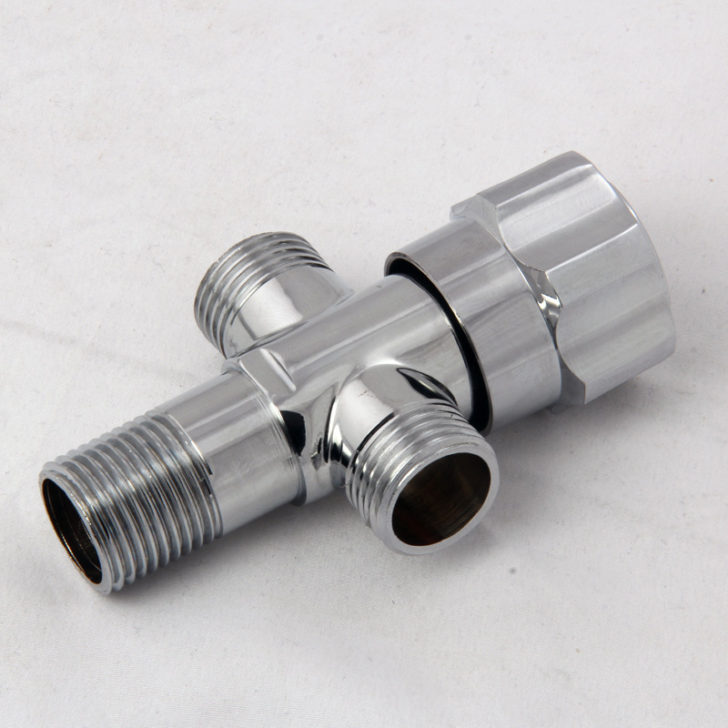 Male G1/2" Brass Faucet T Adapter Chrome Plated Bathroom Shower Faucet Accessories Water Diverter 3 Way Filling Valve