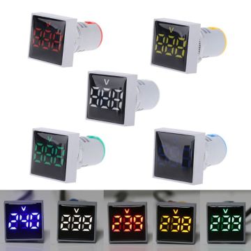 Digital Square Voltmeter AC 20-500V Volt Panel Meter Voltage Indicator LED Light 22mm