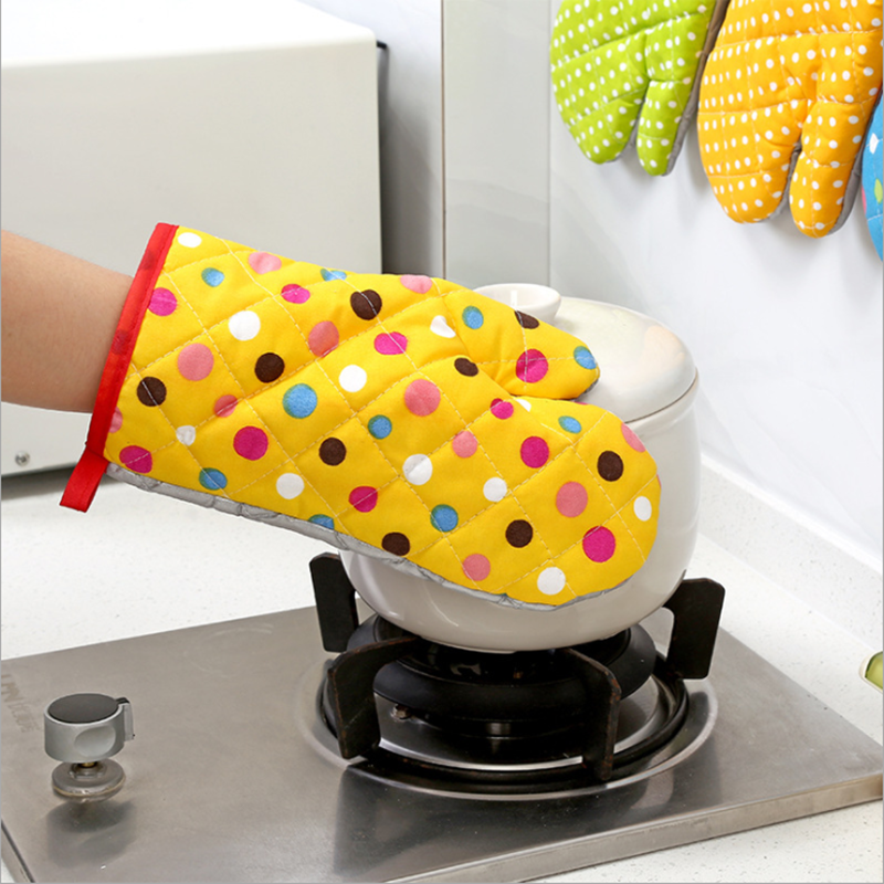 1PCS Cotton Oven Glove Heatproof Mitten Kitchen Cooking Microwave Oven Mitt Insulated Non-slip Glove Thickening