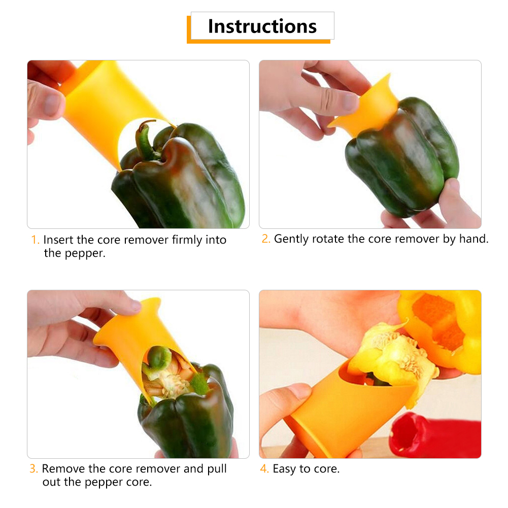 2 in 1 Fruit Core Slicer Tool Plastic Vegetable Seed Remover Pepper Chilli Tomato Peeler Kitchen Utensil Gadget Device