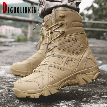 High Quality Men Military Leather Boots Combat Winter Men Army Boots Outdoor Tactical Desert Shoes Men Ankle Safety Special