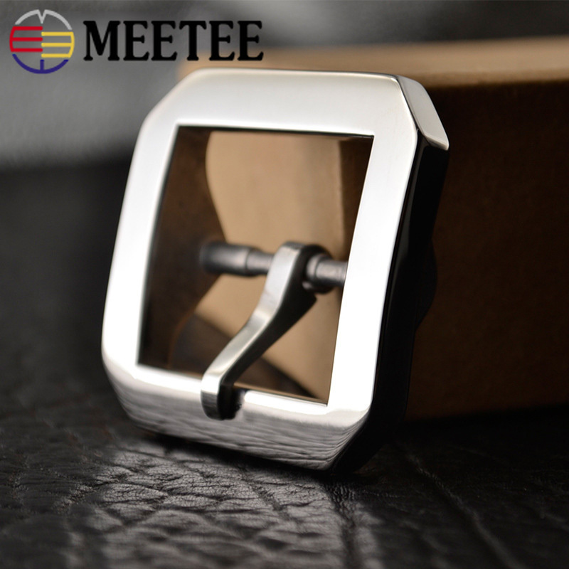 Meetee 1pc/3pcs 40mm High-grade Stainless Steel Belt Buckles Simple Men's Pin Buckle Head DIY Leather Crafts Belts Clip Decor