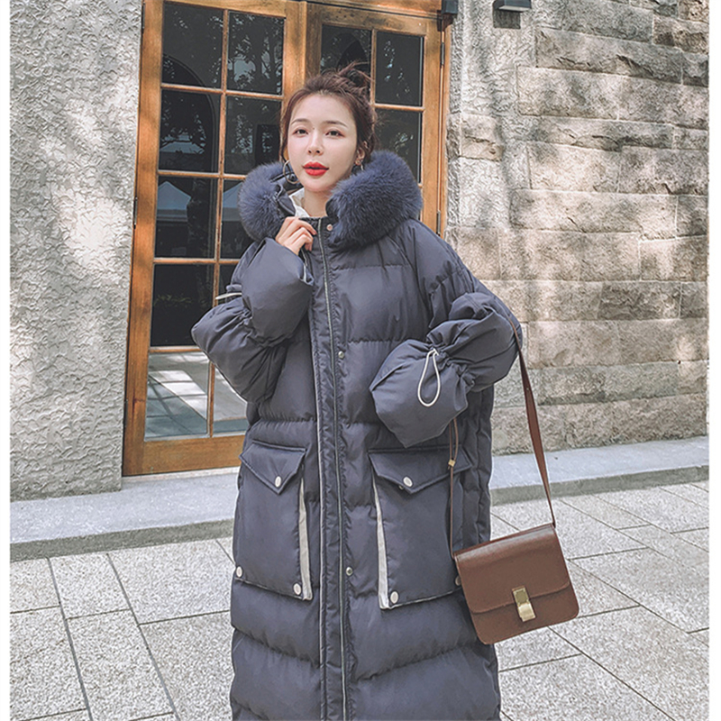 Winter Clothing Fashion Female Casual Long Loose Hooded Collar Coat Women Solid Jacket Warm Thick Outwear Ladies Parkas Y364