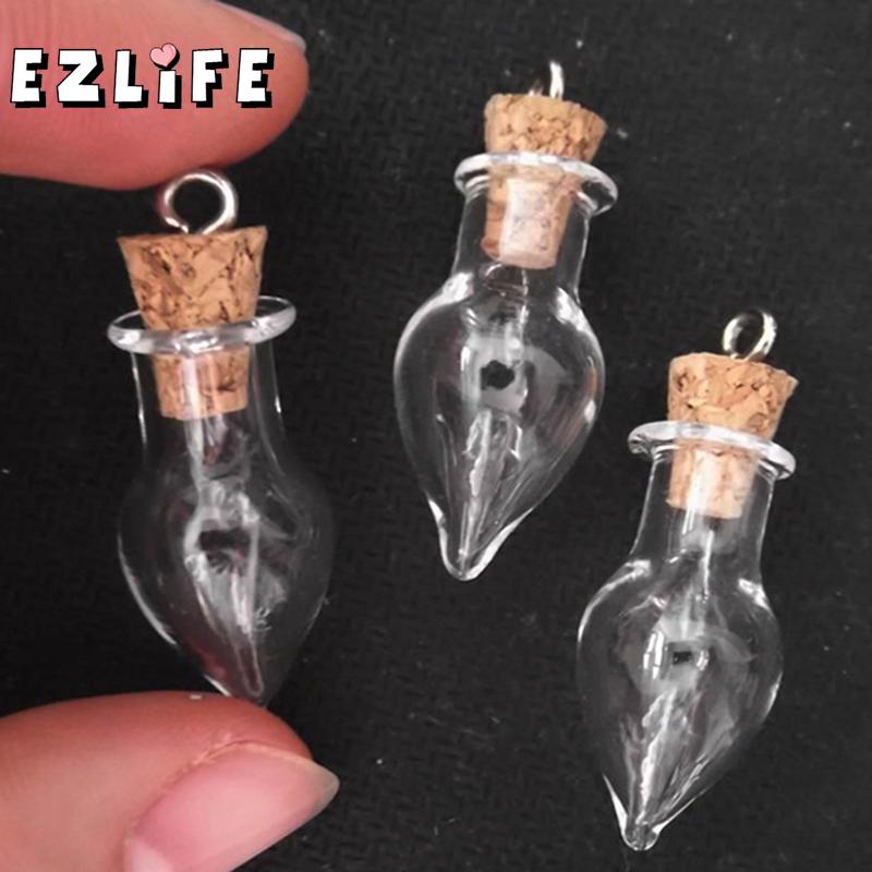 10x Tiny Tear Drop Glass Bottle Dried Flower Cork Vial DIY Necklace Pendants Small Glass Bottles MS060