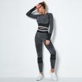 4 Color 2 Piece Sport Suit Set Woman Training Wear Seamless Knitted Sport Bra Legging Fitness Trousers Women's Yoga Tracksuit