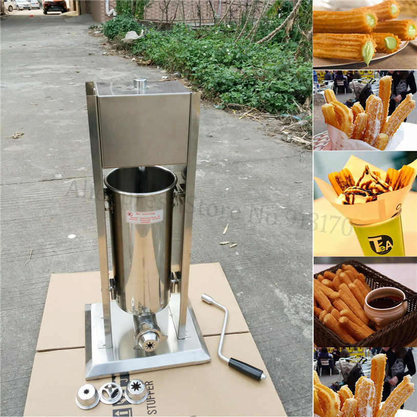 Commercial 3L Manual Spanish Churros Machine Stainless Steel Vertical Sausage Stuffer Salami Maker