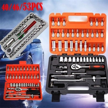 40pcs/46pcs/53pcs Automobile Motorcycle Repair Tool Case Ratchet Wrench Kit