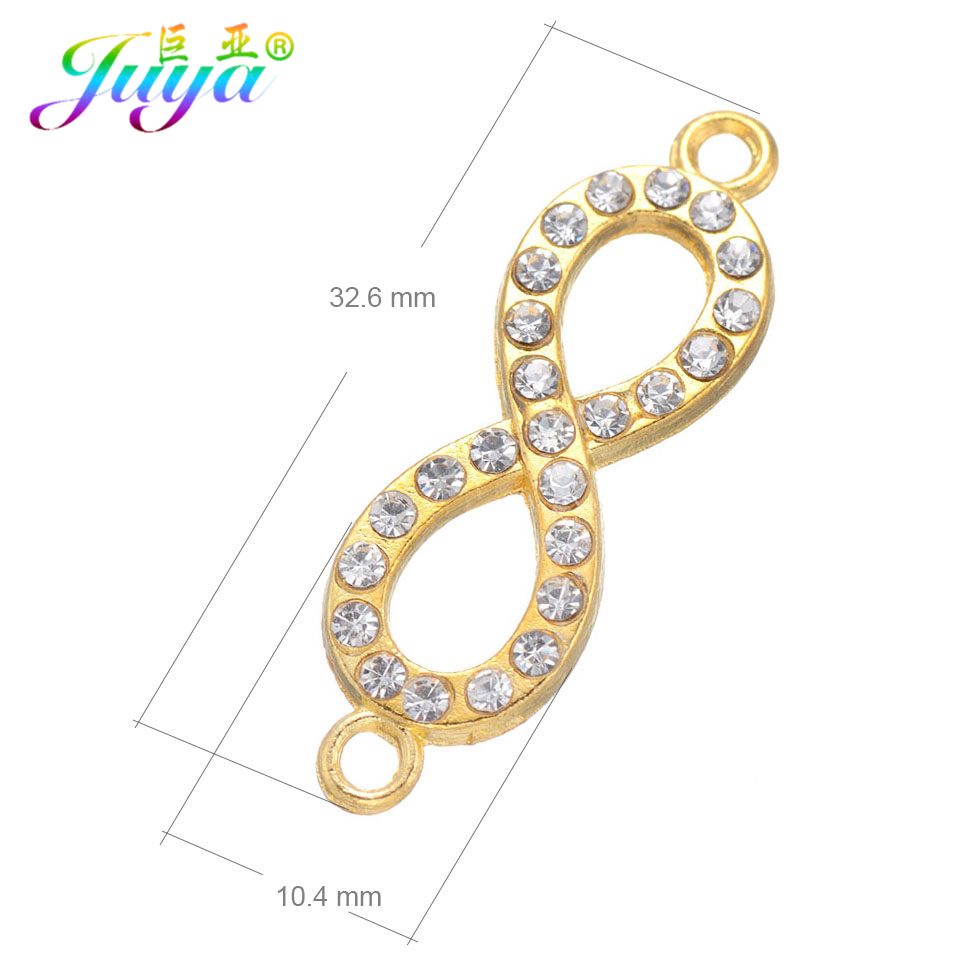 Wholesale 20pieces/lot Cz Rhinestones Gold/Silver Color Infinity Charm Connectors Accessories For DIY Jewelry Making