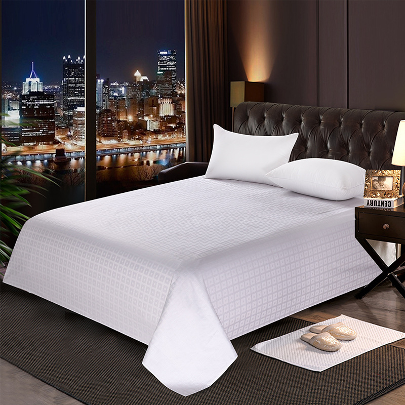 Hotel Cotton Bed Sheets White Jacquard Hygroscopic Breathable Spring Summer Autum Winter Mattress Cover Home Mattress Protector