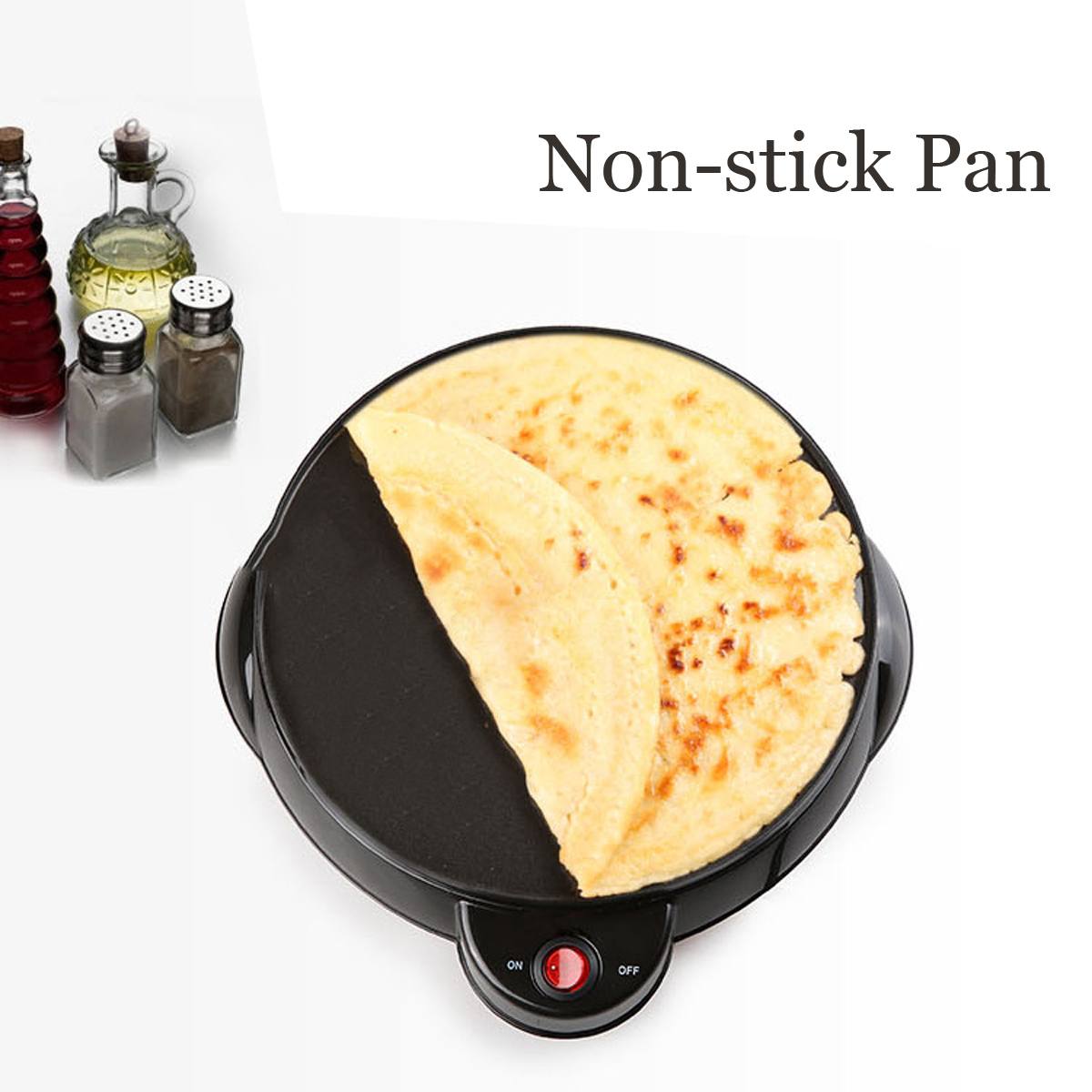 220V 650W Household Non-Stick Crepe Maker Pan Electric Pancake Cake Machine Frying Griddle Portable Kitchen Baking Tool +Turner