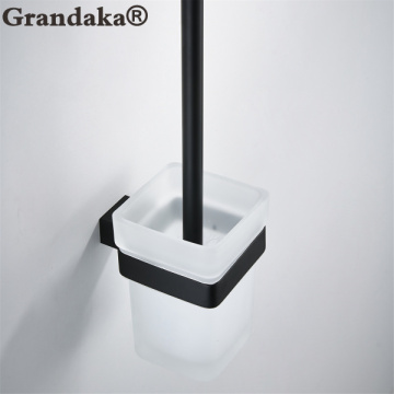 304 Stainless Steel Wall-Mounted Bathroom Black Toilet Brush Holders Glass Cup Set Bathroom Hardware Accessories