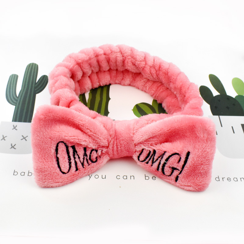 New Letter"OMG" Flannel Soft Bow Headbands for Women Girls Turban Cute Hair Holder Hairbands Hair Band Headwear Hair Accessories