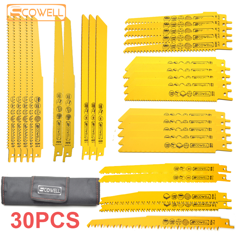 30% Off 30pc Mixed Scroll Saw Blade Reciprocating Saw Blade Set for Wood PVC Fibreboard Cutting Jigsaw 6" 8" 9" various Teeth