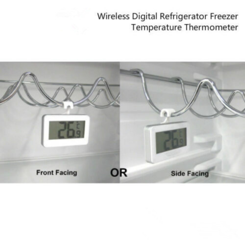 Refrigerator Fridge Thermometer Digital Freezer Room Thermometer Waterproof, Large LCD Display, Magnetic & Hanging Hook Kitchen