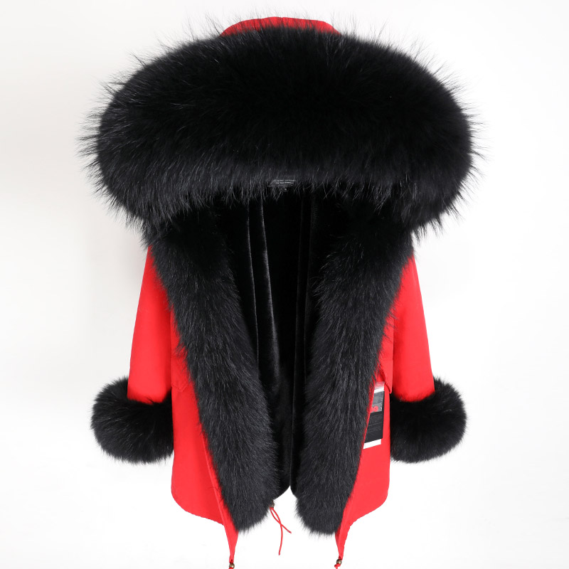 Winter Women's long coat, Raccoon fur collar, Warm and thick real natural Fur coat, Parka Women's coat Women's jacket Fur