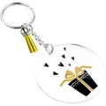 Round Key Chain,Transparent Acrylic Key Chain Blank and Tassel Pendant Key Ring Are Suitable for DIY Projects
