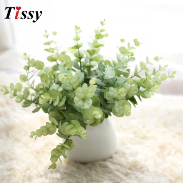 1Branch Artifical Grass Leaves Eucalyptus Leaf Plastic Green Plants For DIY Home Vases Decoration Wedding Party Decoration