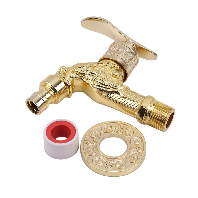 Carved Wall Bottle Tap Bibcock Zinc Alloy Retro Tap Decorative Outdoor Garden Faucet Washing Machine Mop Tap