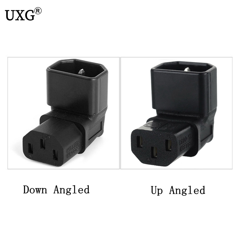 IEC 320 C14 to C13 Left Right Angle AC Adapter IEC 3Pole IEC 320 3pin Male to Female extend 90 Degree Down Up Angle AC converter
