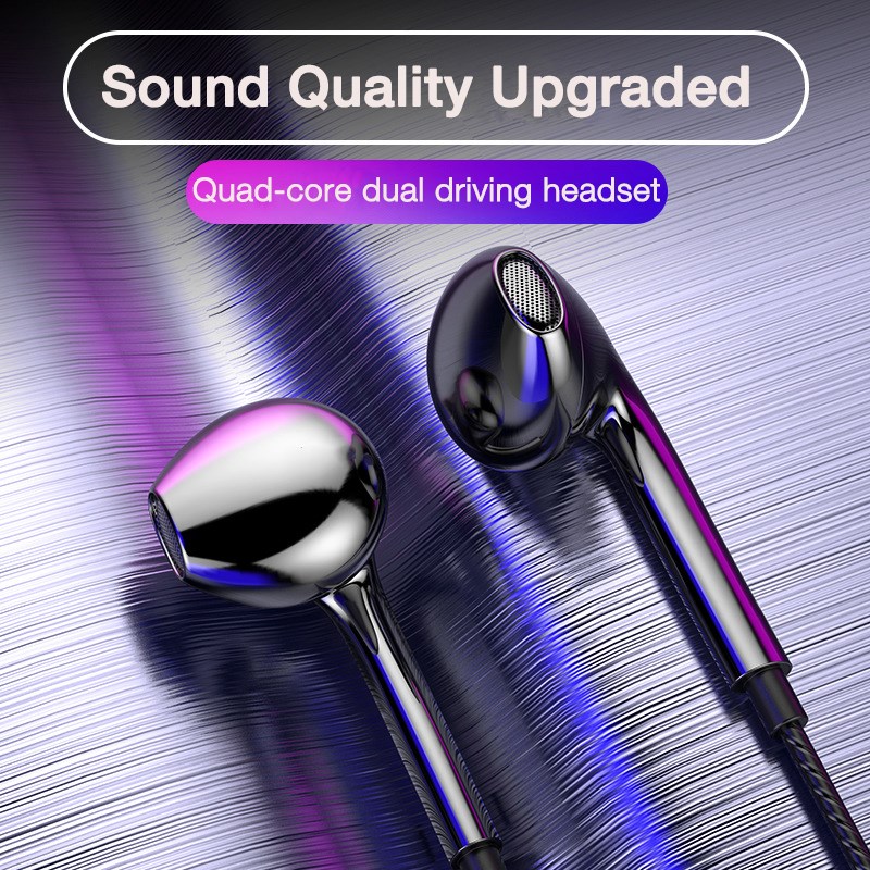 Quad-core Mobile Wired Headphones In-Ear 3.5mm Sport Earbuds with Bass Phone Earphone Wire Stereo Headset Mic Music Earphones