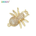 19*23mm Handmade Brass Cubic Zirconia Spider Charms Connector for Diy Jewelry Findings, Hole: 1.2mm, Model: VS260