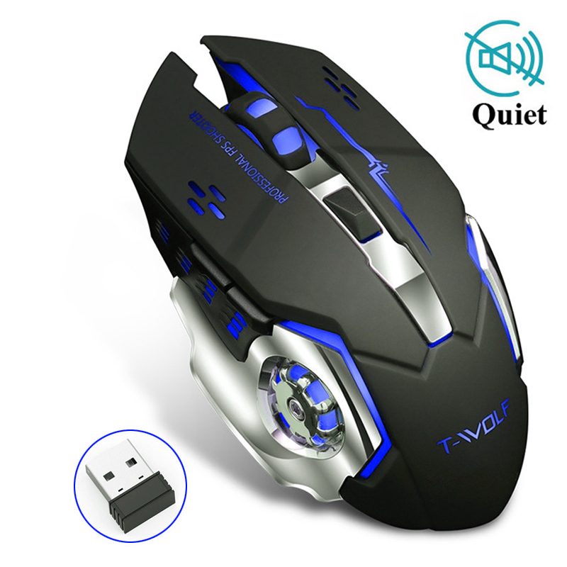 Professional Silent Gaming Wireless Mouse 2.4GHz 2400DPI Rechargeable Mice USB Optical Game Backlit Mouse For PC Laptop