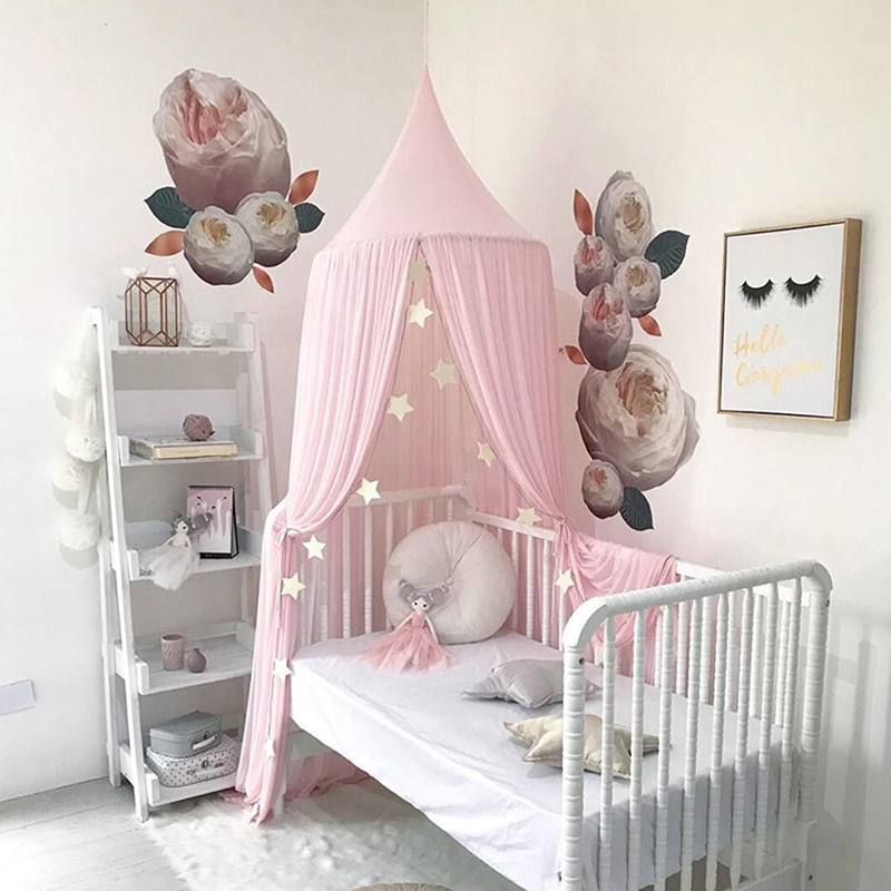 Multi-Colors Hanging Kids Baby Bedding Dome Bed Canopy Cotton Mosquito Net Bedcover Curtain For Baby Reading Playing Home Decor