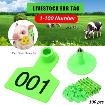 Farm Animal Livestock Ear s Cattle Pig Sheep Head Earrings Signs Numbers 001-100 Farm Animal Identification Card