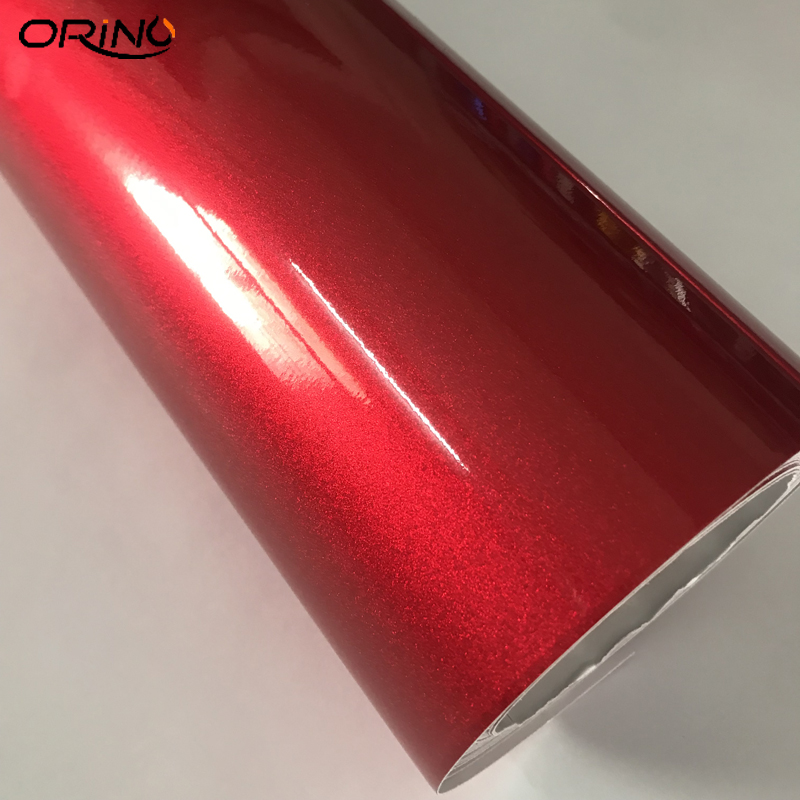 Premium High Glossy Red Diamond Pearl Glitter Vinyl Film Wrapping Gloss Red Candy Diamond Car Sticker Decal