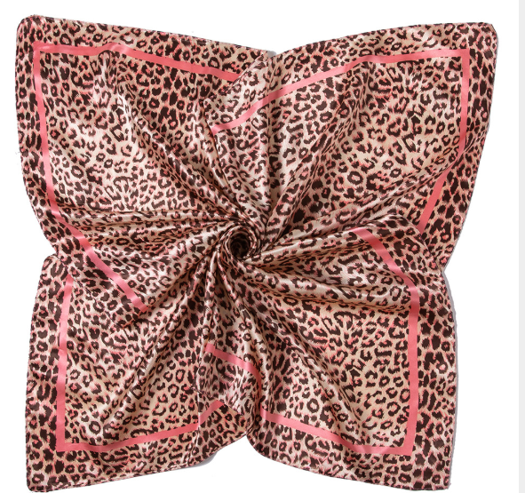 Luxury Silk Scarf Fashion Foulard Satin Shawl Scarfs Leopard 90*90cm Square Silk Head Scarves Women Bandana