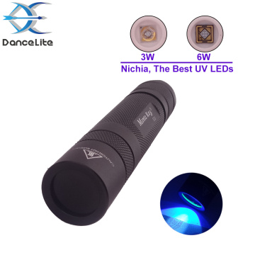 The Best UV Flashlight Nichia Ultraviolet 365nm 6W 1-MODE (on/off) Testing Lamp Touch (Black Filter Lens)