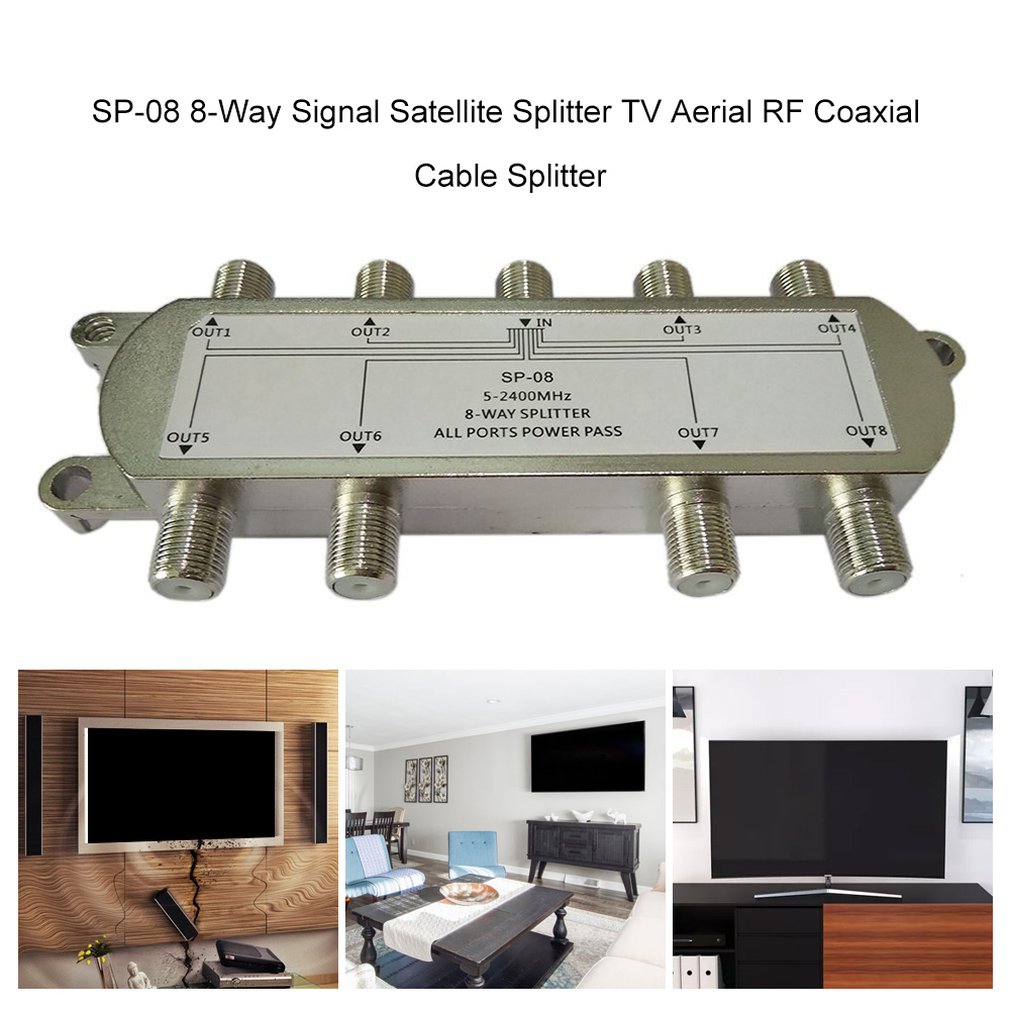 High Quality GSP-08A 8-Way Signal Satellite Splitter TV Antenna RF Coaxial Cable Splitter