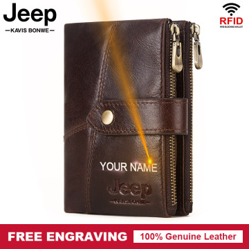 Rfid 100% Genuine Leather Men Wallet Coin Purse PORTFOLIO Male Portomonee Money Bag Quality Designer Free Engrave Wallet