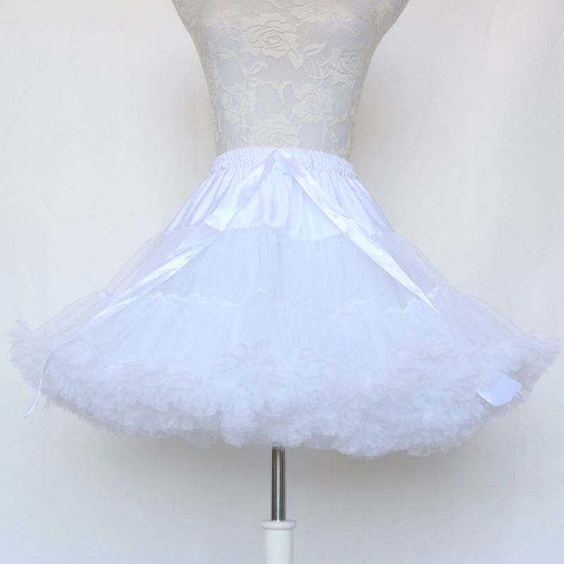 Women Multi-Layer Pleated Ballet Dance Short Tutu Skirt Puffy Drawstring Waist Hoopless Cosplay Petticoat Crinoline Underskirt
