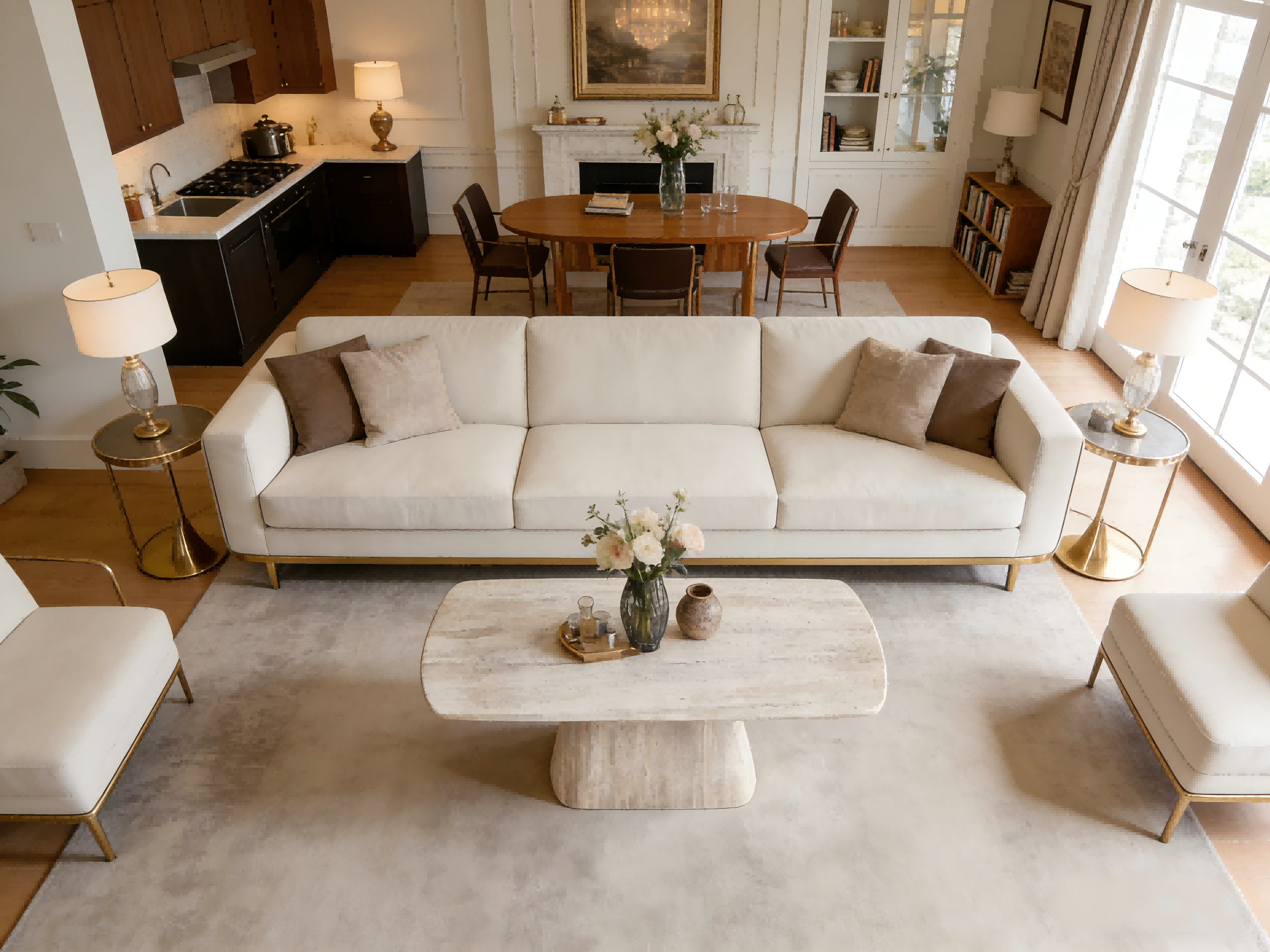 BR-CT-6103 coffee table with marble top 2